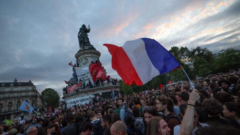 Electoral result celebration in France